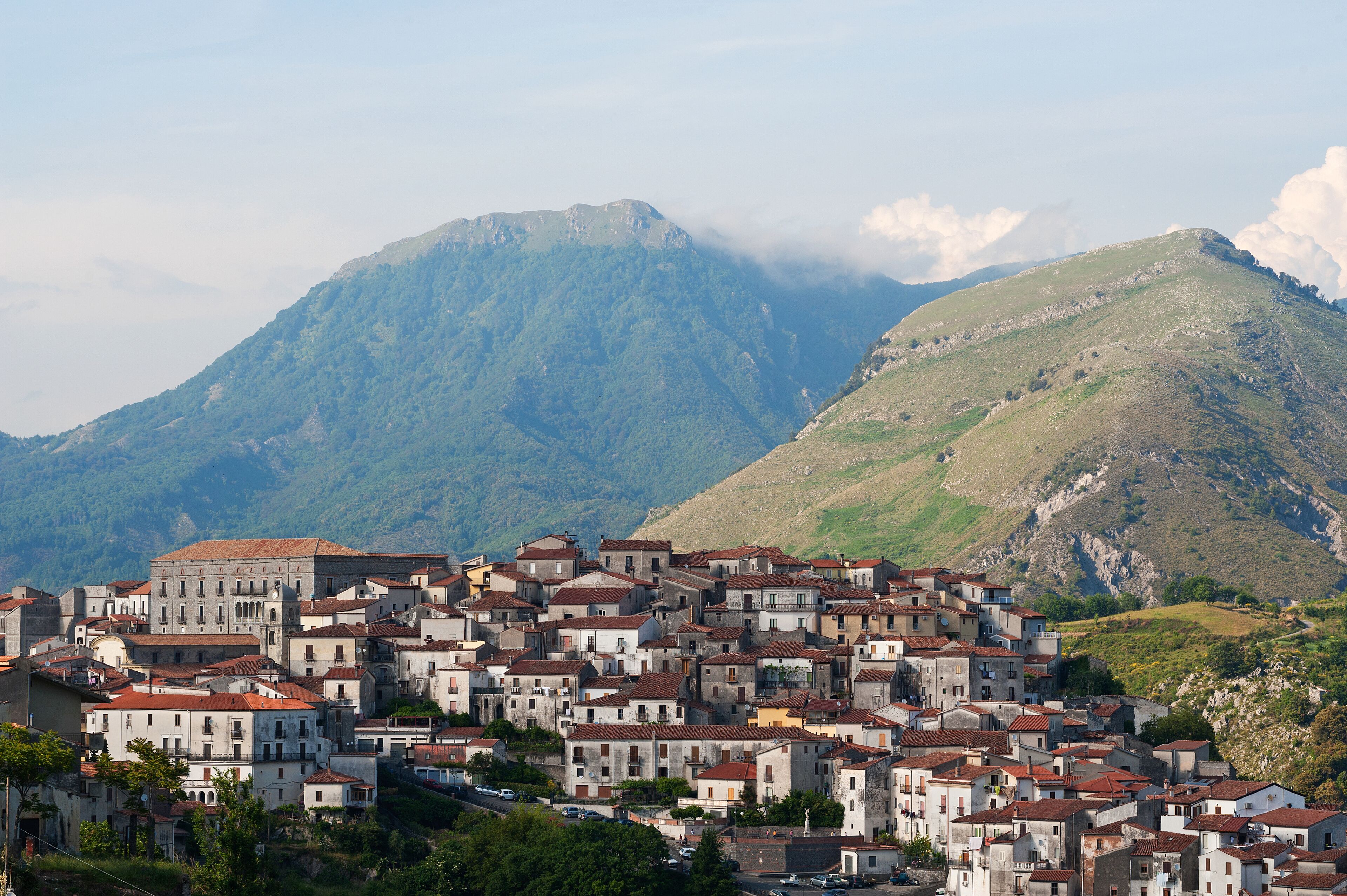 Aieta, district of Cosenza, Calabria, Italy, Europe, view of the village