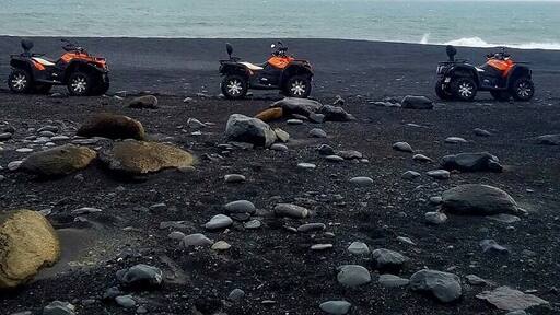 ATV trip with Arcanum was highlight of our day (even though this was the day we saw the "big" waterfalls) rode along the ocean, through rivers, up hills, to whale bones and 'the' plane wreck. The wind was insane and there was driving sleet, weather we would never go out in at home, but we were toasty in our suits and never noticed the elements!
