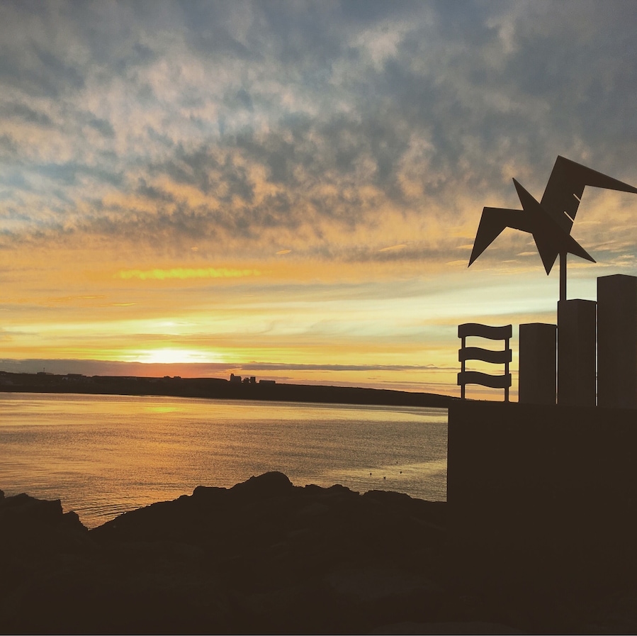 Sunrise at Reykjavik. The sun went down for not even a minute.
