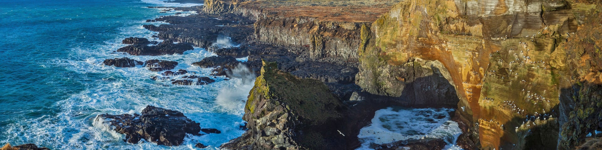 Basalt rocks of Lóndrangar, Malarrif Lighthouse, Iceland