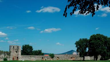 the outer walls of the castle