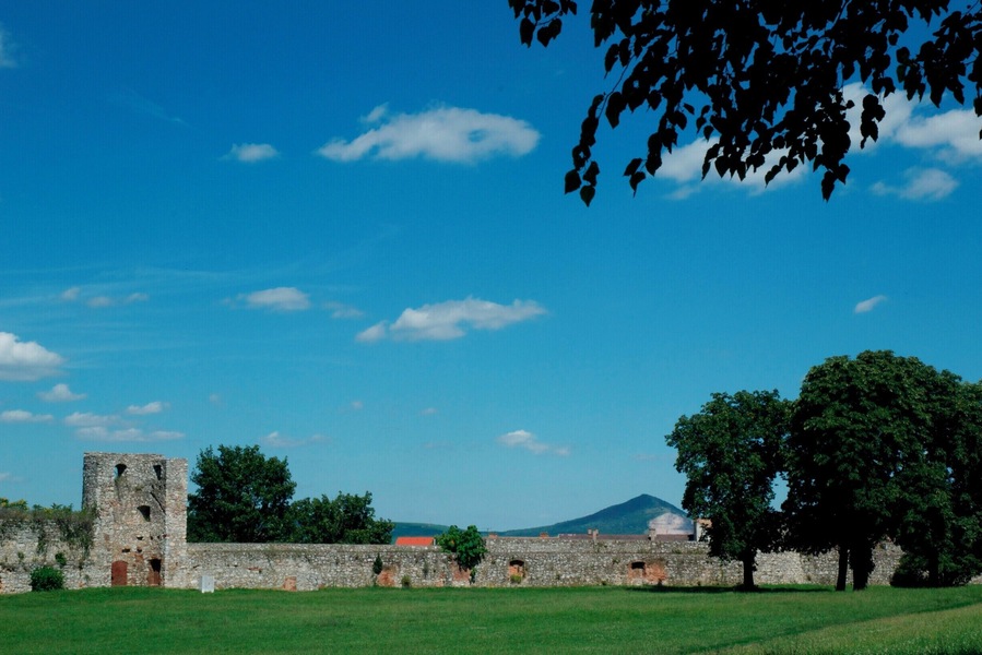 the outer walls of the castle
