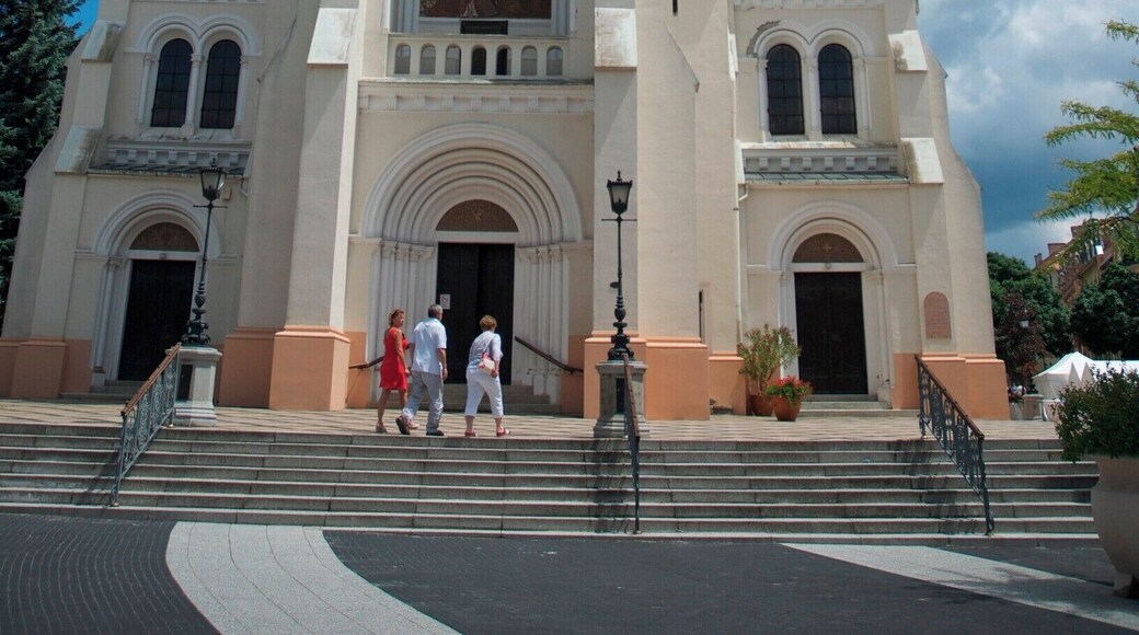 Church on the main square. Kaposvar is a small city/town. Home of the painter Rippl Ronai