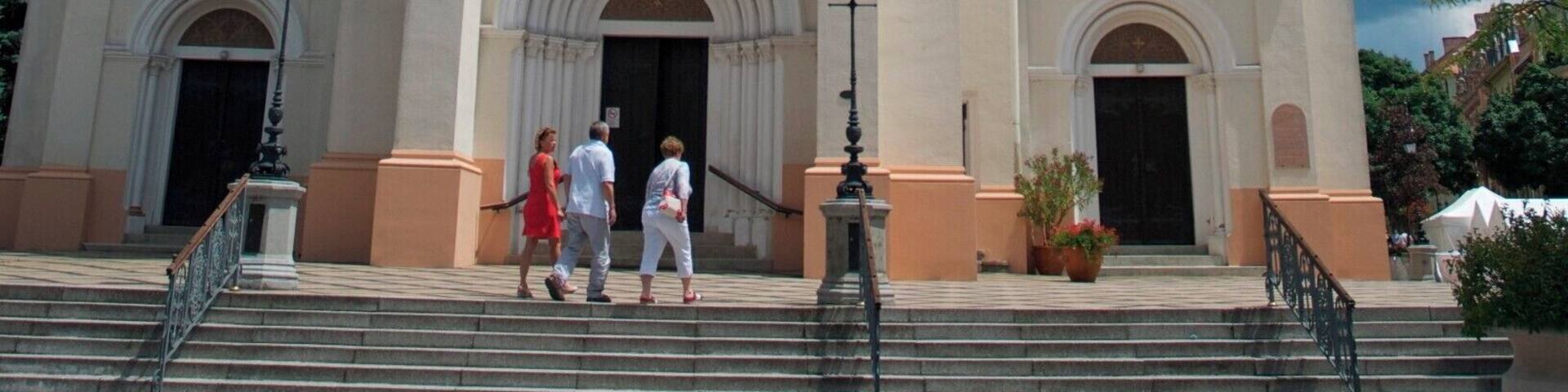 Church on the main square. Kaposvar is a small city/town. Home of the painter Rippl Ronai