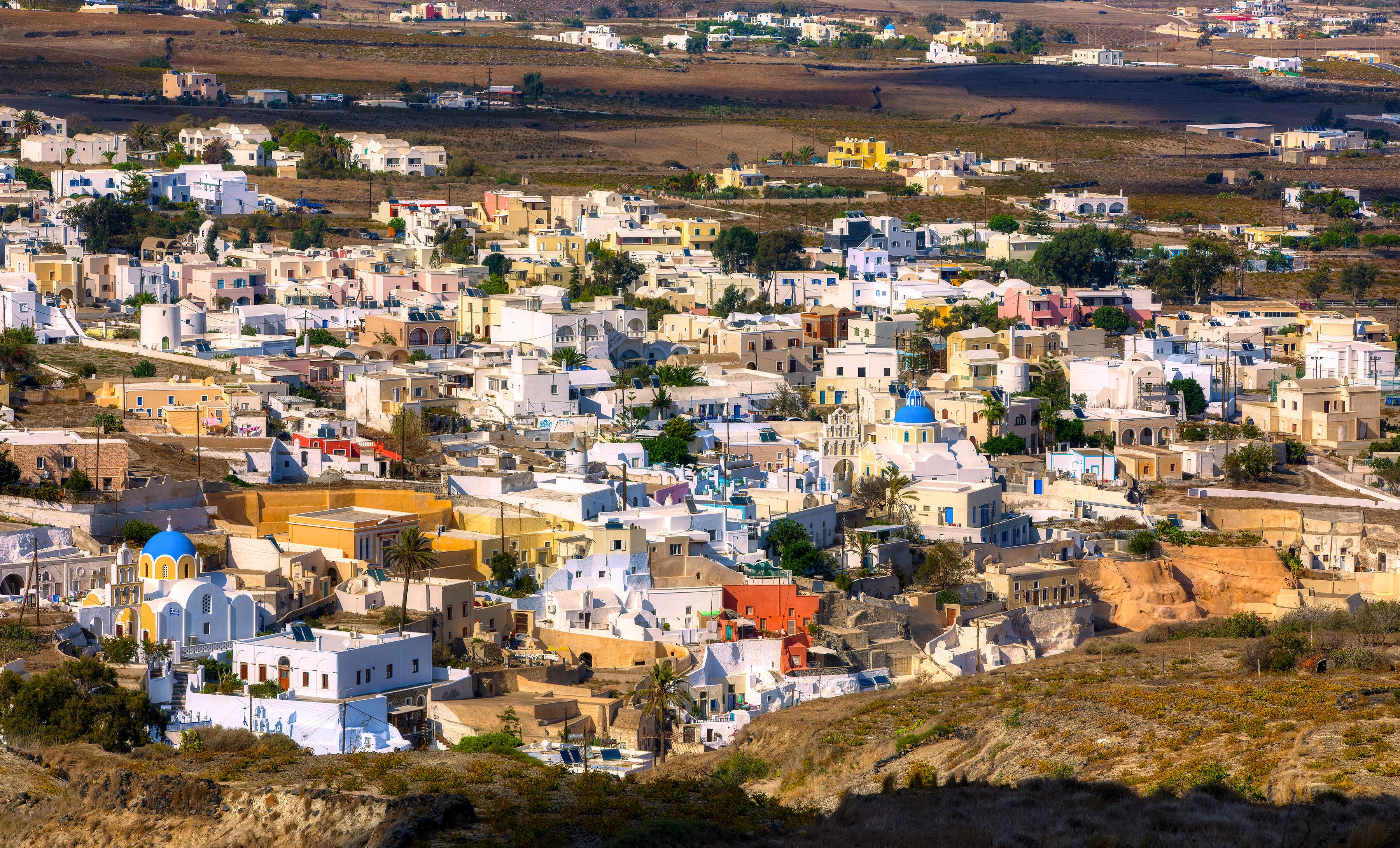 View of the Village of Vothonas on the Beautiful Island Santorini, Greece