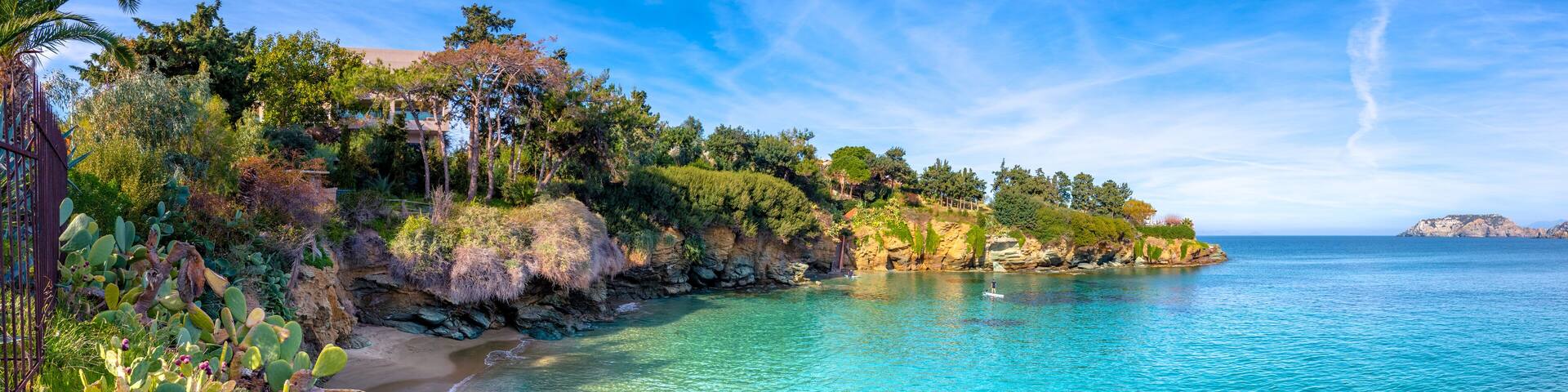 The small village with unique beaches and famous resort of Agia Pelagia, Heraklion, Crete, Greece.