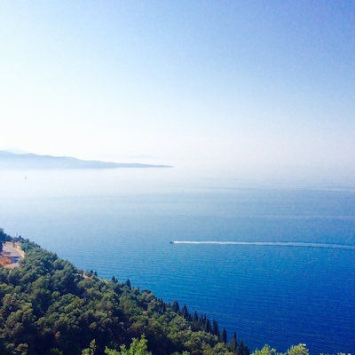 View from Villa Casa Del Máre above Agni Bay in northeastern Corfu.