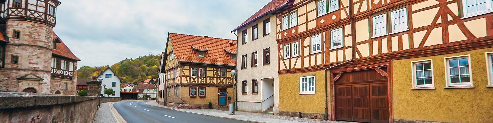 The downtown of Wasungen in Thuringia Germany on October 27, 2018