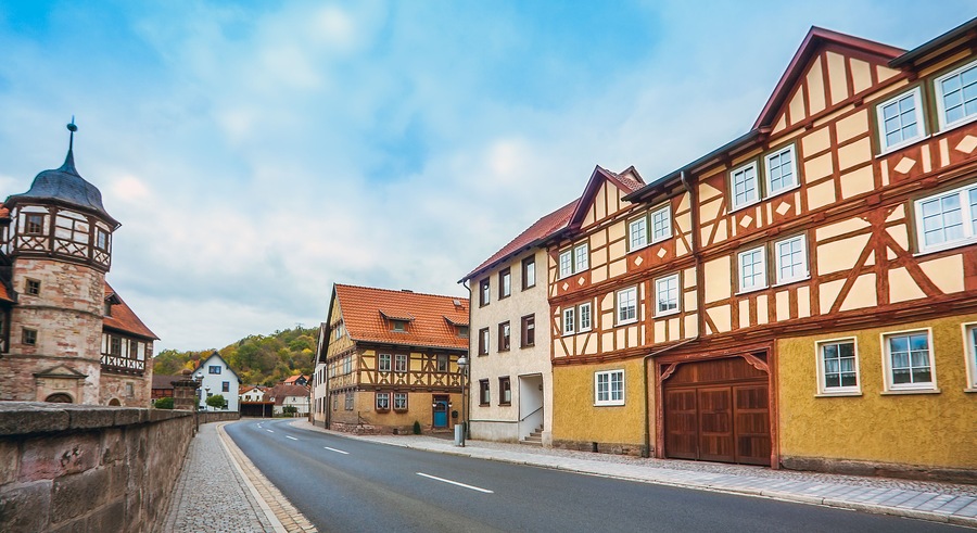 The downtown of Wasungen in Thuringia Germany on October 27, 2018