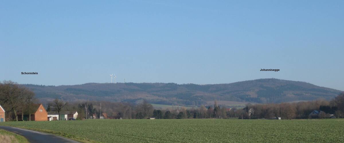 distant view of the nature reserve Johannisegge–Schornstein in Borgholzhausen