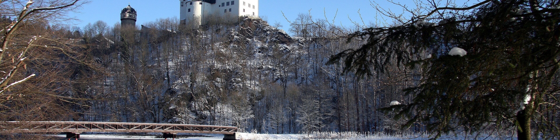 Januartag am Schloss Burk an der Saale-Blick vom Röhrensteig