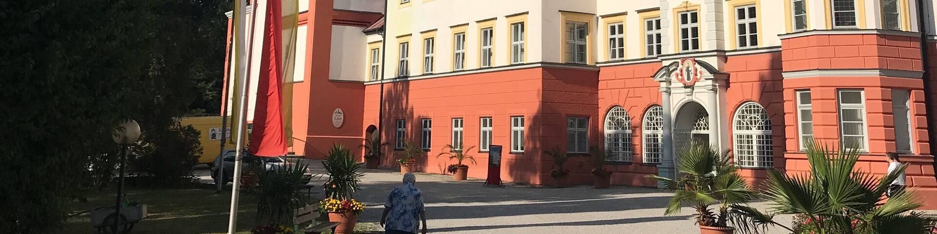 A beautiful Kirche that belongs to a large Benedictine abbey.