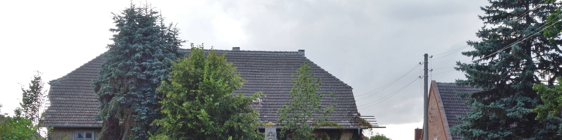 Eastern view of war memorial in Schönwerder , Prenzlau municipality, Uckermark district, Brandenburg state, Germany