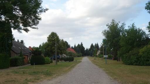 Main street in Klinkow , Prenzlau municipality, Uckermark district, Brandenburg state, Germany