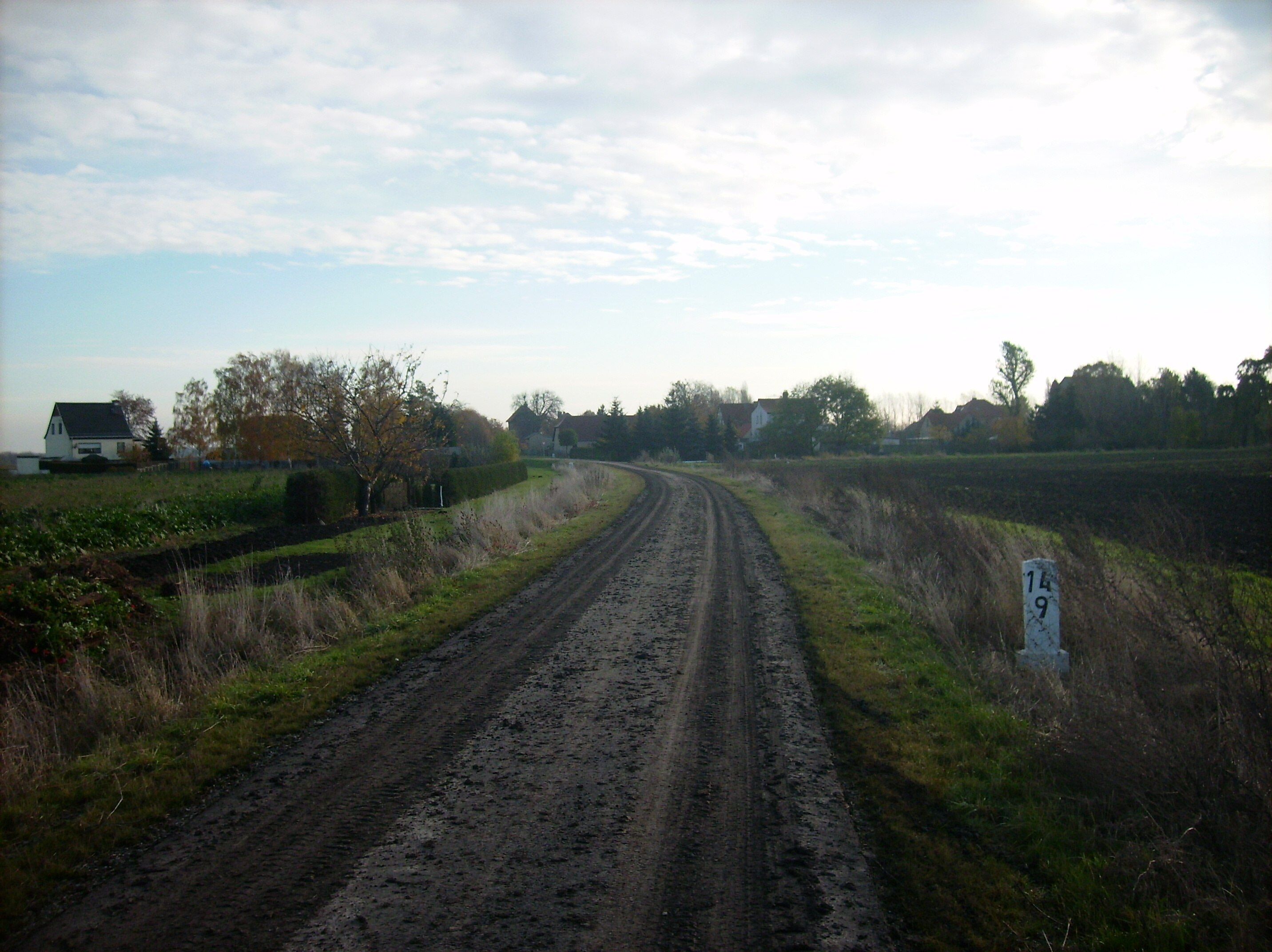 The former Pörsten - Leipzig railway line near Meuchen (Lützen, district of Burgenlandkreis, Saxony-Anhalt) in autumn 2009, during the transformation into a cycle-track