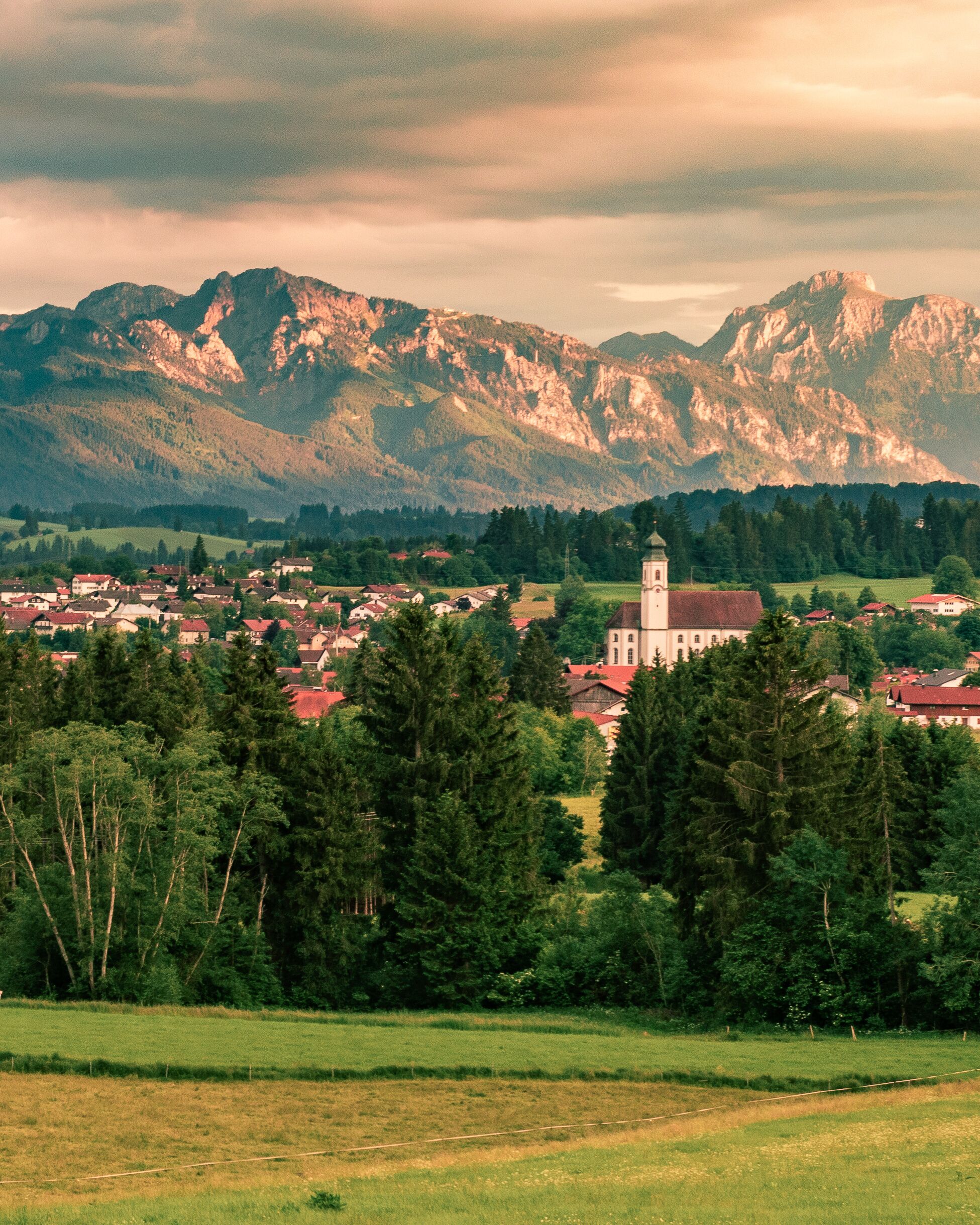 Vertical shot of the view of Lechbruck, Germany