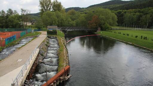 Fischtreppe/Umgehungsgerinne am Stausee Obermaubach, Kreuzau