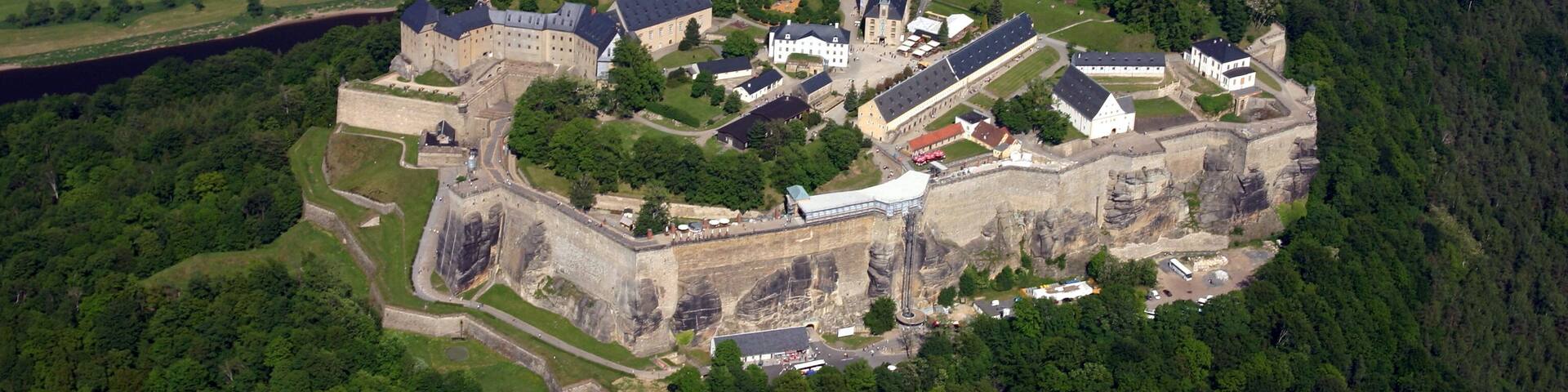 Aereal photo of the Festung Königstein (Fortress)