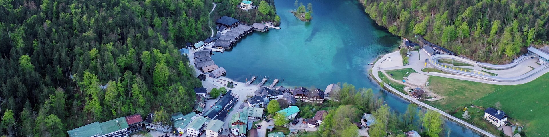 The peaceful and beautiful Lake Königssee in the monrng.