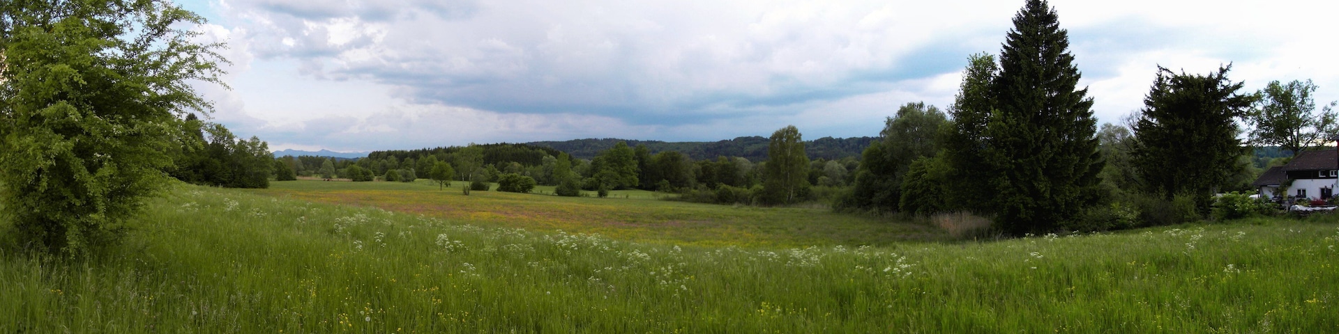 Wiesen, Wald und Wolken am Kanal