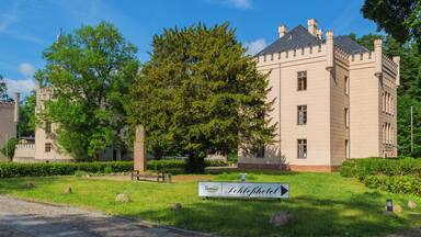 Letzlingen Hunting Lodge (Jagdschloss Letzlingen) in Letzlingen, district of Gardelegen, Altmarkkreis Salzwedel, Saxony-Anhalt, Germany. The Jagdschloss is now used as a museum and a hotel and restaurant (Schloßhotel Letzlingen). It is a listed cultural heritage monument.