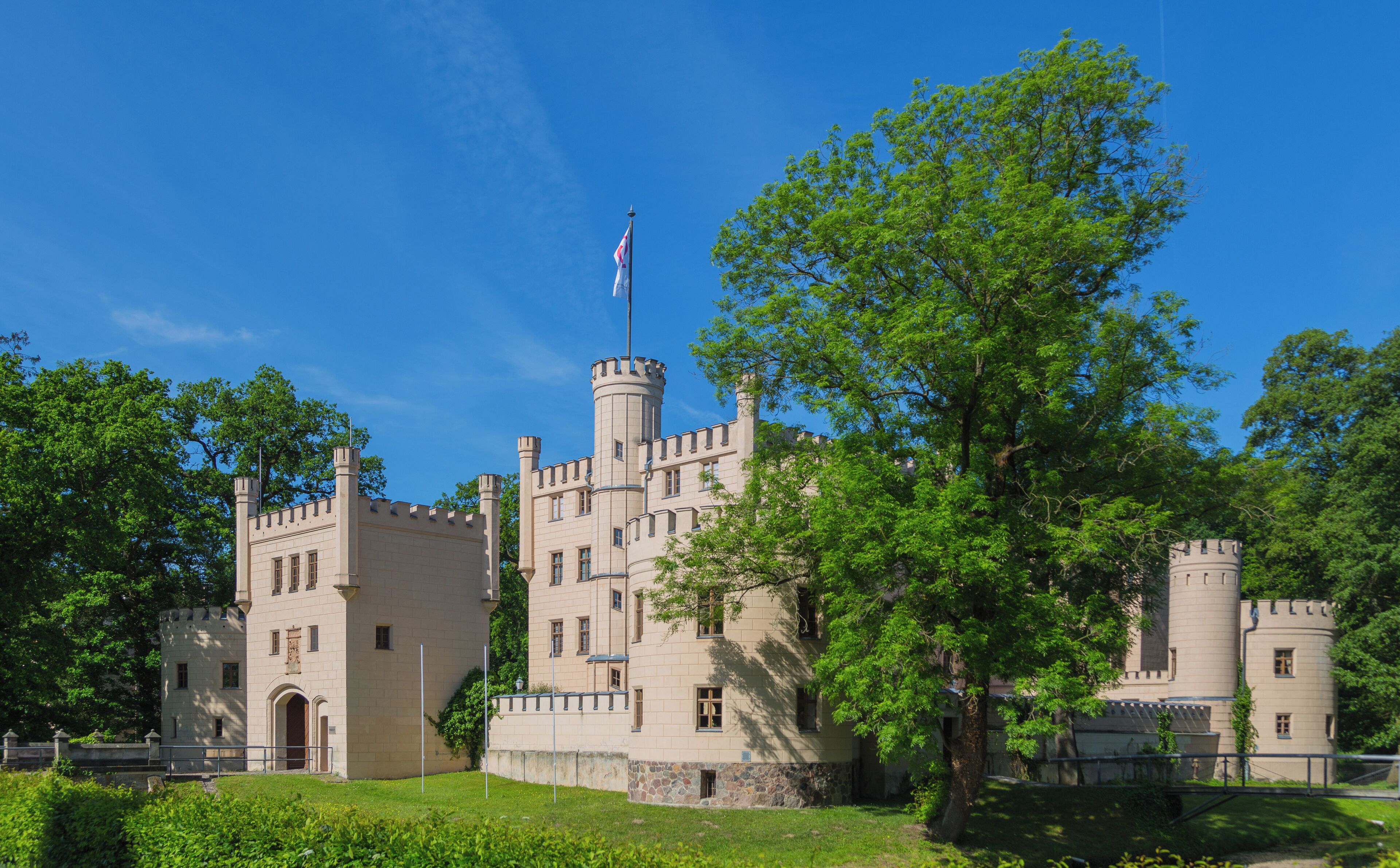 Letzlingen Hunting Lodge (Jagdschloss Letzlingen) in Letzlingen, district of Gardelegen, Altmarkkreis Salzwedel, Saxony-Anhalt, Germany. The Jagdschloss is now used as a museum and a hotel and restaurant (Schloßhotel Letzlingen). It is a listed cultural heritage monument.