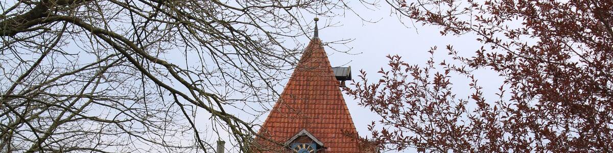 Hiking on the Huntepadd in northwestern Germany, St. Firminus church in Dötlingen