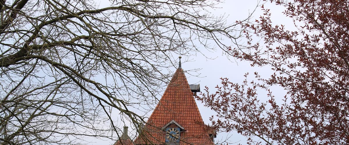 Hiking on the Huntepadd in northwestern Germany, St. Firminus church in Dötlingen