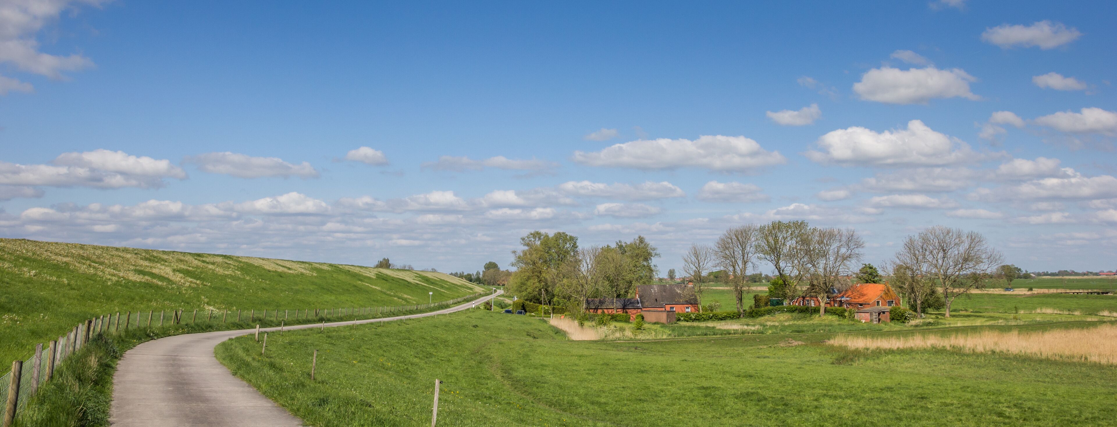 Bicycle path along the dollard route in Ostfriesland