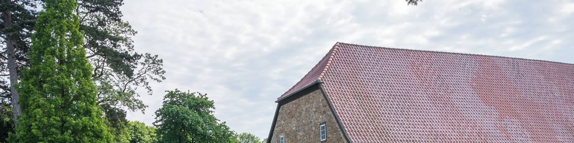 Hünnefeld Castle near Bad Essen. Auxiliary building. Osnabrück Land, Lower Saxony, Germany