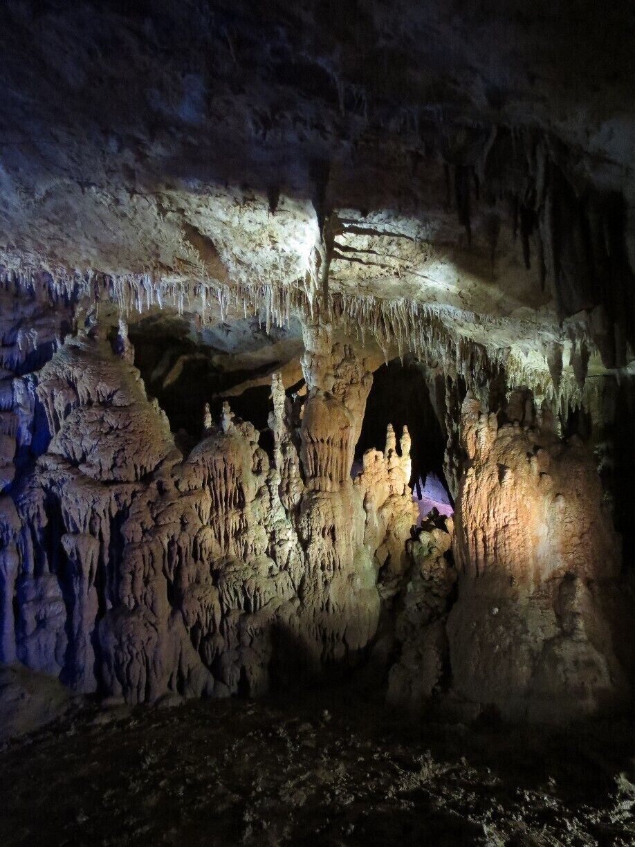 View from a cave in the western portion of the country of Georgia.

Discovered during the 1980s, it features an extended walkway through several cave passages.  

It's very amazing, and worth a visit if you're in Georgia.
