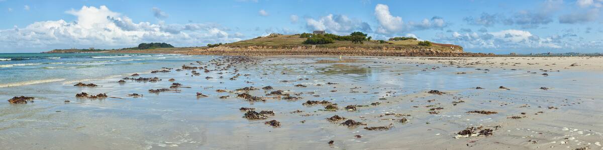 Panorama of Île de Siec, Brittany, at low tide