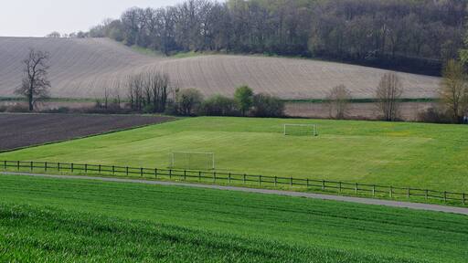 Rural soccer field, near road D 24, Salles-Lavalette, Charente, France.