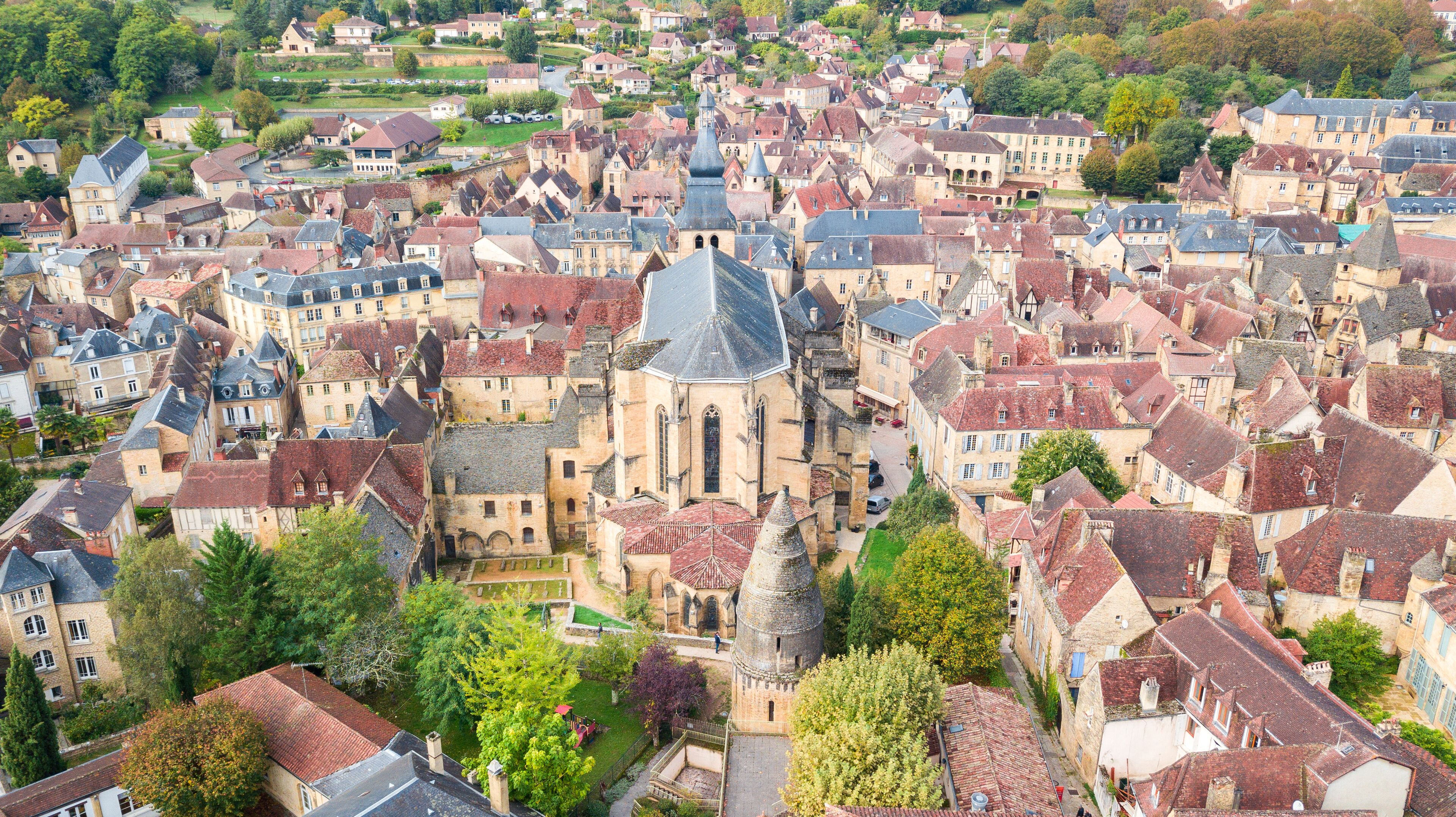 aerial view of sarlat la caneda town, France