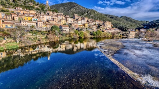 The village of Roquebrun in the St. Chinian wine district of France