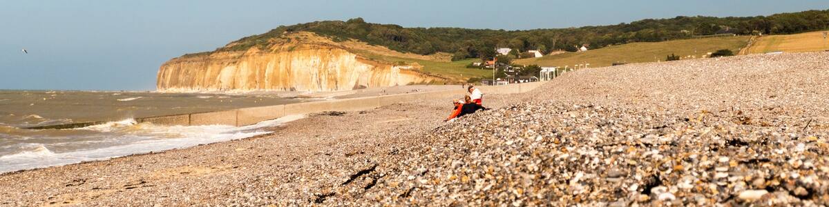 The beach at Quiberville. Quiberville is a commune in the Seine-Maritime department in Normandy, France.