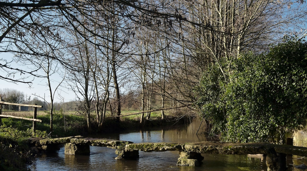 Pont en dalles de pierre sur la rivière "La Belle"
