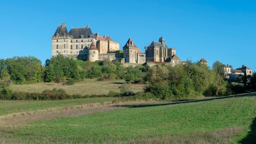The hill top village and castle of Biron in the Dordogne region of south west France