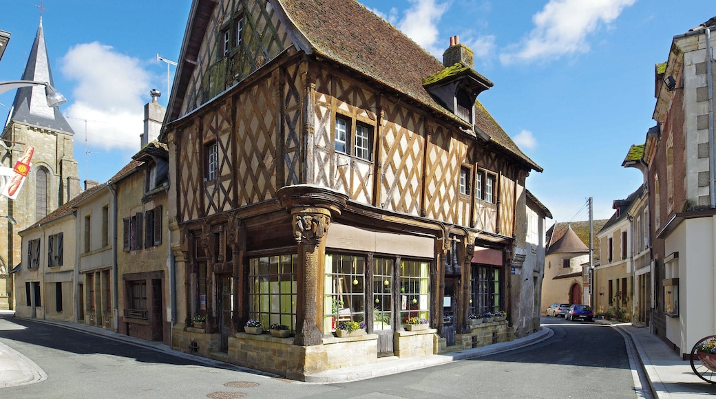 Levroux (indre). Maison de bois, dites maison Saint-Jacques. 46°58'46.83"N
1°36'47.14"E
Cette superbe maison à pans de bois a été datée de la fin XVe siècle (écussons de France, de Bretagne et du Dauphiné). Wooden house called Maison Saint-Jacques. This beautiful timber-framed house has been dated from the late fifteenth century (escutcheons of France, Britain and the Dauphiné).