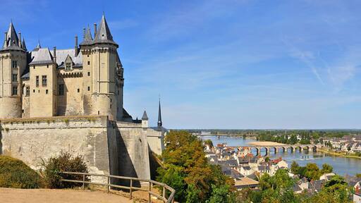 panorama the chateau at saumur on the banks of the river loire