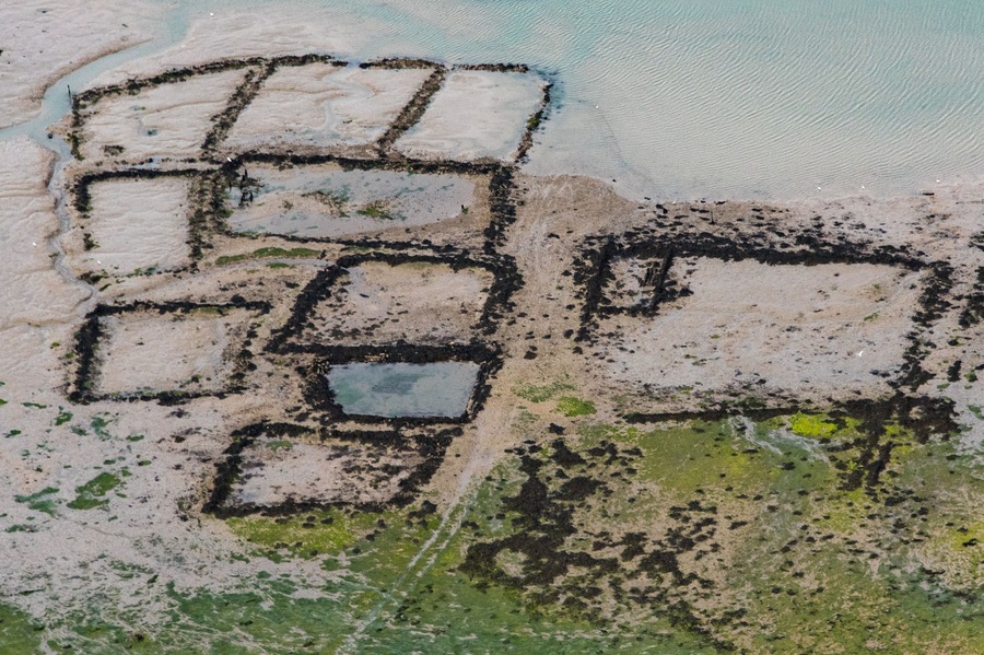 Vue aérienne de la rivière de Sarzeau près de Le Tour-du-Parc dans le Morbihan en France