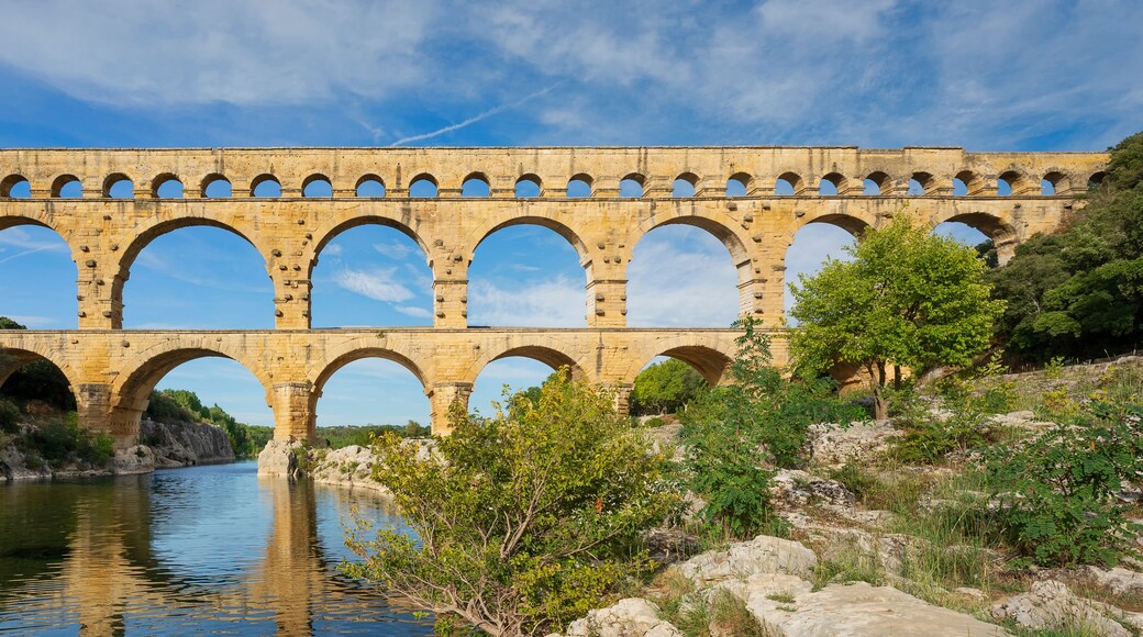 Famous Pont du Gard, old roman aqueduct in France