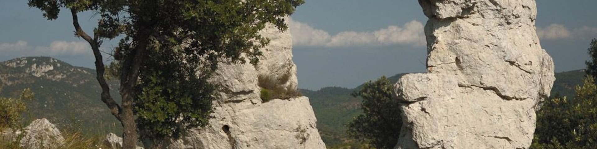 Ruins of rock (dolomite) on a mountain Loube