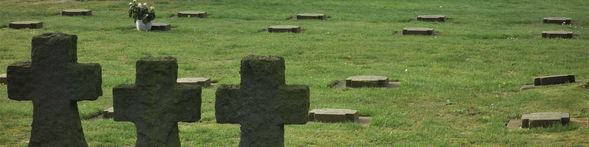 Normandy, traces of D-day.
June 6, 2019: 75th anniversary of D-day in Normandy
Photo: La Cambe German War Cemetery. 21,222 German soldiers are buried here. It is a very different place to the American and Commonwealth cemeteries. The crosses here are made from grey schist and do not mark individuals graves. Instead, burial locations are marked by plaques on the ground.
#D_day_Normandy