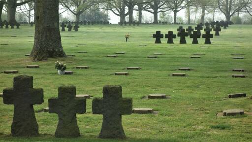 Normandy, traces of D-day.
June 6, 2019: 75th anniversary of D-day in Normandy
Photo: La Cambe German War Cemetery. 21,222 German soldiers are buried here. It is a very different place to the American and Commonwealth cemeteries. The crosses here are made from grey schist and do not mark individuals graves. Instead, burial locations are marked by plaques on the ground.
#D_day_Normandy