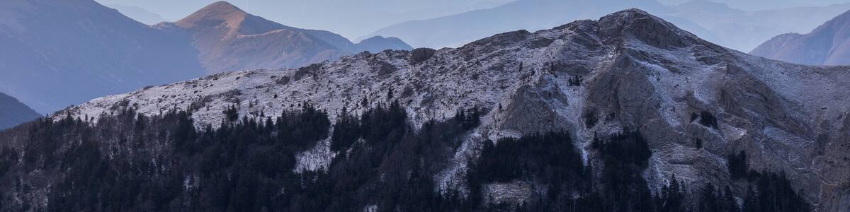 View of a winter landscape in the Drôme Provençale near Dieulefit