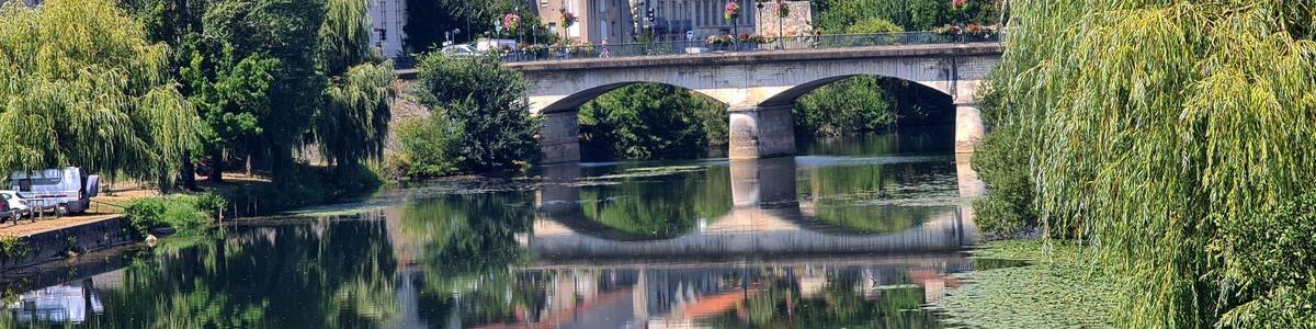 A bridge over the river in Perigueux, in the Perigord region of France.
