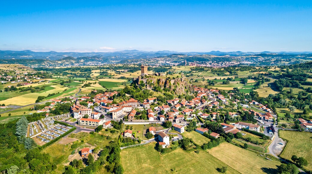 View of Polignac village with its fortress. Auvergne, France