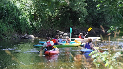 Canoeing the river at Arzano, a great place to relax with the family.