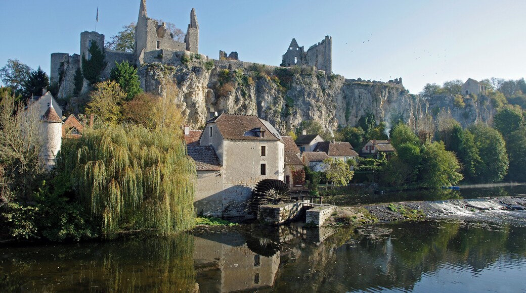 Angles-sur-l'Anglin (Vienne). Le moulin situé au pied de la forteresse était en fait le moulin de l’abbaye réservé à l’usage des moines et des habitants de Sainte-Croix. A la Révolution, il fut vendu aux enchères comme bien du Clergé. Il eut plusieurs propriétaires et plusieurs fonctions : scierie, meule à grain… Il cessa toute activité vers 1968. Le château a été construit vers 1025 par Gilbert, évêque de Poitiers. Au début du XIIème siècle, il est la possession de la famille des Lusignan Au XIIIème, les Lusignan revendent le château à Gauthier de Bruges, évêque de Poitiers. Guichard d’Angle, né au château, participe à la bataille de Maupertuis en 1356. Par le traité de Brétigny, en 1360, il cède la forteresse aux Anglais. Elle est reprise par Du Guesclin en 1372. Au début du XVème, deux évêques remanient la forteresse. Hugues de Combarel fait édifier un logis d’habitation qui évoque déjà la Renaissance. Guillaume Gouges de Charpaigne poursuit son œuvre. A la fin du XVème siècle, Pierre d’Amboise fait construire la résidence épiscopale de Dissay qui est préférée à la châtellenie d’Angles. Pendant les guerres de religion, les protestants, avec Coligny, pillent le château et l'abbaye Sainte-Croix avant d’être battus à Moncontour. 50 ans plus tard, les partisans de la Fronde prennent la forteresse qui est reconquise en 1652 par le duc de Roannez, gouverneur du Poitou. En 1708, le parlement de Paris exempte les évêques de Poitiers de leur devoir d’entretien. En 1792, la forteresse, en ruine, est confisquée et la commune décide de l’utiliser comme carrière de pierres. Au XIXème siècle, elle est transformée en parcelles cultivables. En 1882, le château est acheté par le baron de Puynode, propriétaire du château des Certeaux. Sa veuve revend le château à la société des Antiquaires de l’ouest en 1921 qui le fait classer monument historique en 1926 avec l’Eglise Saint-Martin et les restes de l’abbaye Sainte-Croix. La commune rachète la forteresse pour le franc symbolique en 1986. Angles sur l'Anglin (Vienne). The mill at the foot of the fortress was in fact the mill of the abbey for the exclusive use of the monks and people of St. Croix. During the Revolution, it was sold at auction like many of the clergy. He had several owners and several functions: mill, grinding grain ... It ceased activity around 1968. The castle was built in 1025 by Gilbert, Bishop of Poitiers. In the early twelfth century, it is the possession of the family of Lusignan The thirteenth, the Lusignan sell the castle of Bruges Gauthier, Bishop of Poitiers. Guichard d'Angle, born in the castle, takes part in the battle of Maupertuis in 1356. By the treaty of Bretigny, in 1360, he sold the castle to the English. It is taken by Du Guesclin in 1372. At the beginning of the fifteenth, two bishops rework the fortress. Hugues de Combarel had built a dwelling house which already evokes the Renaissance. William Gouges Charpaigne of continuing his work.
At the end of the fifteenth century, Pierre d'Amboise built the episcopal residence in Diss which is preferred to the manor of Angles. During the wars of religion, the Protestants, with Coligny, pillage the castle and the abbey Holy Cross before being beaten to Moncontour. 50 years later, supporters of the Fronde take the fortress that was conquered in 1652 by the Duke of Roannez, governor of Poitou. In 1708, the parliament of Paris free the bishops of Poitiers their duty to maintain. In 1792, the fortress in ruins, was confiscated and the municipality decides to use it as a stone quarry. In the nineteenth century, it is transformed into arable plots. In 1882, the castle was bought by Baron Puynode, owner of the castle of Certeau. His widow sold the castle to the Society of Antiquaries of the West in 1921 that makes it a historical monument in 1926 with the St. Martin's Church and the remains of the abbey of Sainte-Croix. The town bought the castle for one symbolic franc in 1986.